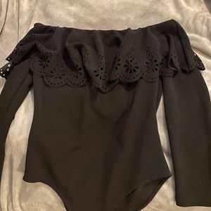 Black Over the Shoulder Top